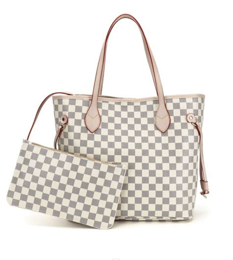 louis vuitton white checkered purse dupe|louis vuitton neverfull large tote.